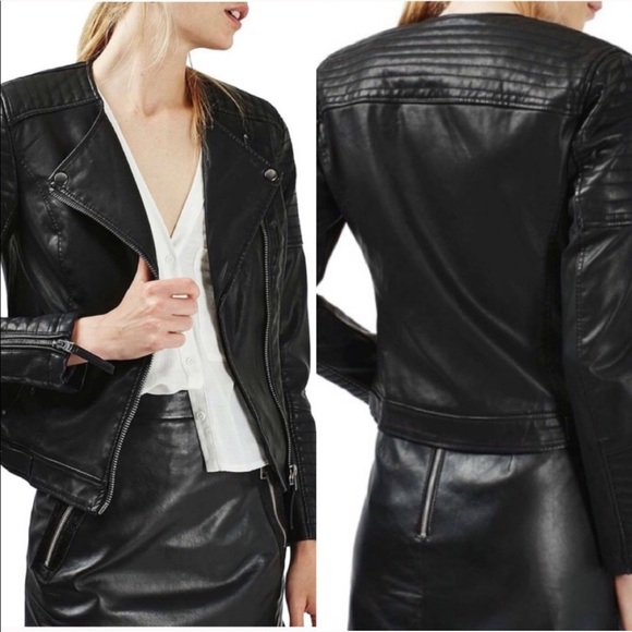 Topshop Jackets & Blazers - Topshop Black Leather Jacket